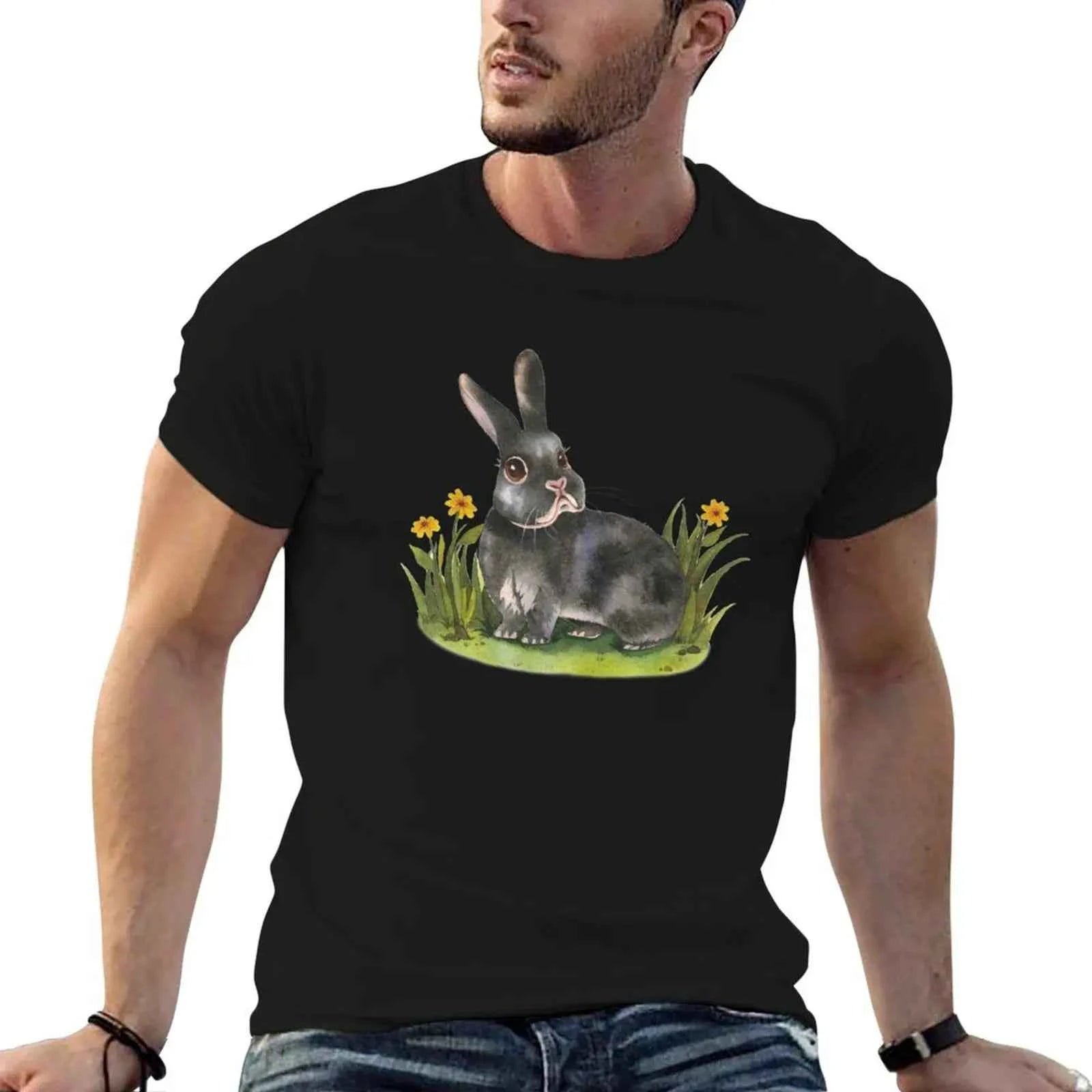 black netherland dwarf rabbit T-Shirt Casual Pattern Print Tee Shirt
