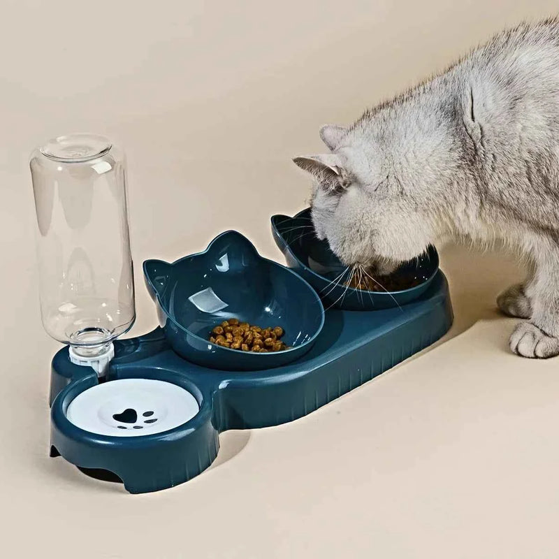 Pet Bowls With Water Feeder, 3 In 1 Water Bottle For Neck Protection