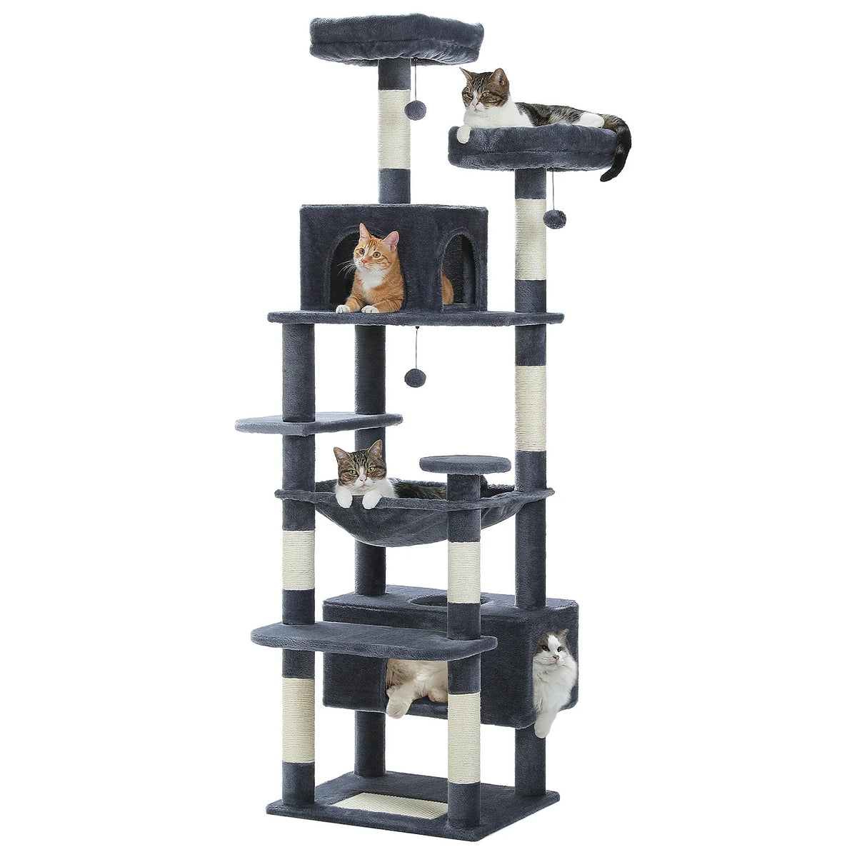 PAWZ Road Large Cat Tree Tower - 72" Multi-Level with Condo Grey