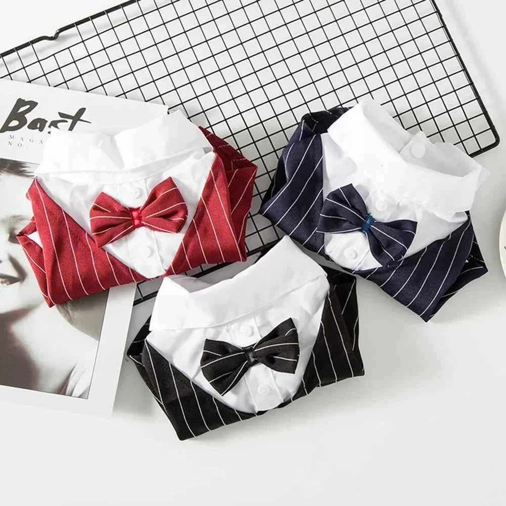 English Style Gentleman Dog Dress Puppy Suit with Tie for Formal Occasions Four Seasons Wedding Pet Photo Teddy Clothes