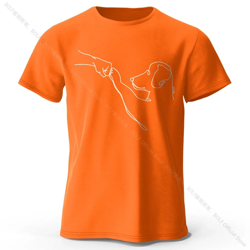 The Dog Friend Printed Modern Minimalist 100% Cotton T-Shirt, Lightweight Round Neck Short Sleeve Tee, Unisex Everyday Wear