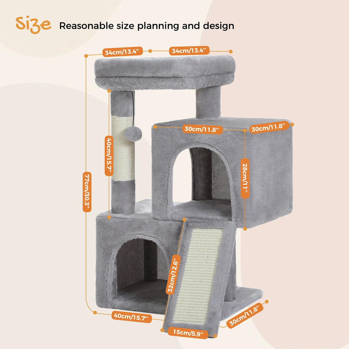 Pequlti Multi-Level Cat Tree Tower with Condo and Hammock
