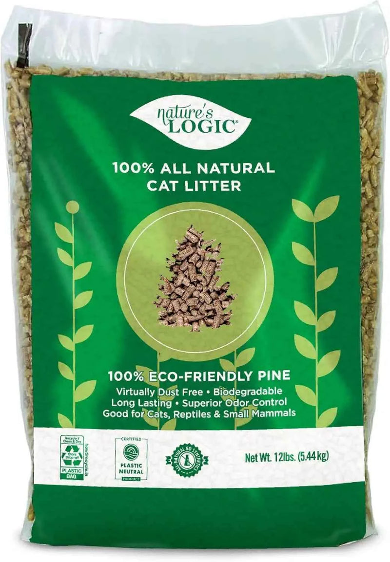 100% Natural Pine Pellet Cat Litter - Dust-Free, Unscented, Biodegradable - Safe for Pets & Highly Absorbent 12lb Bag