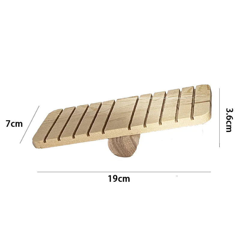Cute Rabbit Roller Toys Natural Wooden Pine Dumbells Unicycle Bell Chew Toys for bird Guinea Pigs Rat  Small Pet Molars Supplies