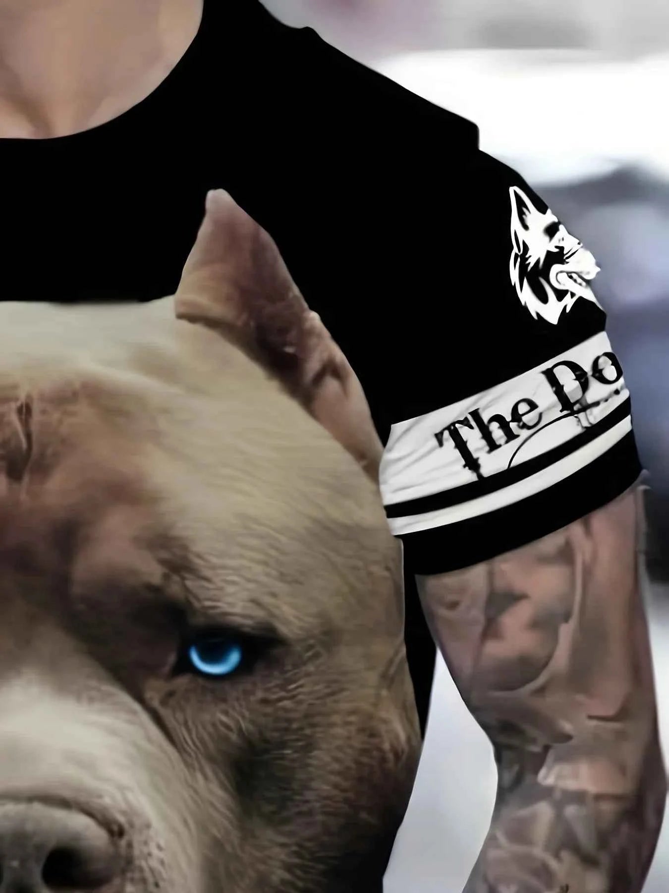 Men's Dog Graphic Print T-shirt Short Sleeve Crew Neck Tee Men's Clothing For Outdoor Casual Mes Tshirt Oversized Hot Sale