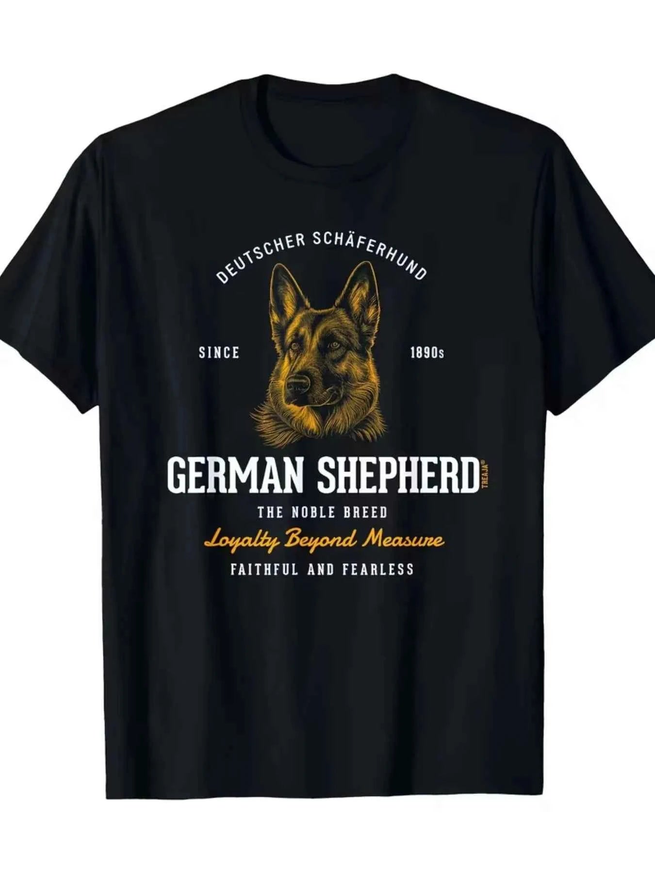 Men'S Vintage Pure T-Shirt Featuring Black German Shepherd Noble Breed Graphic Print Made From Soft Breathable Fabric