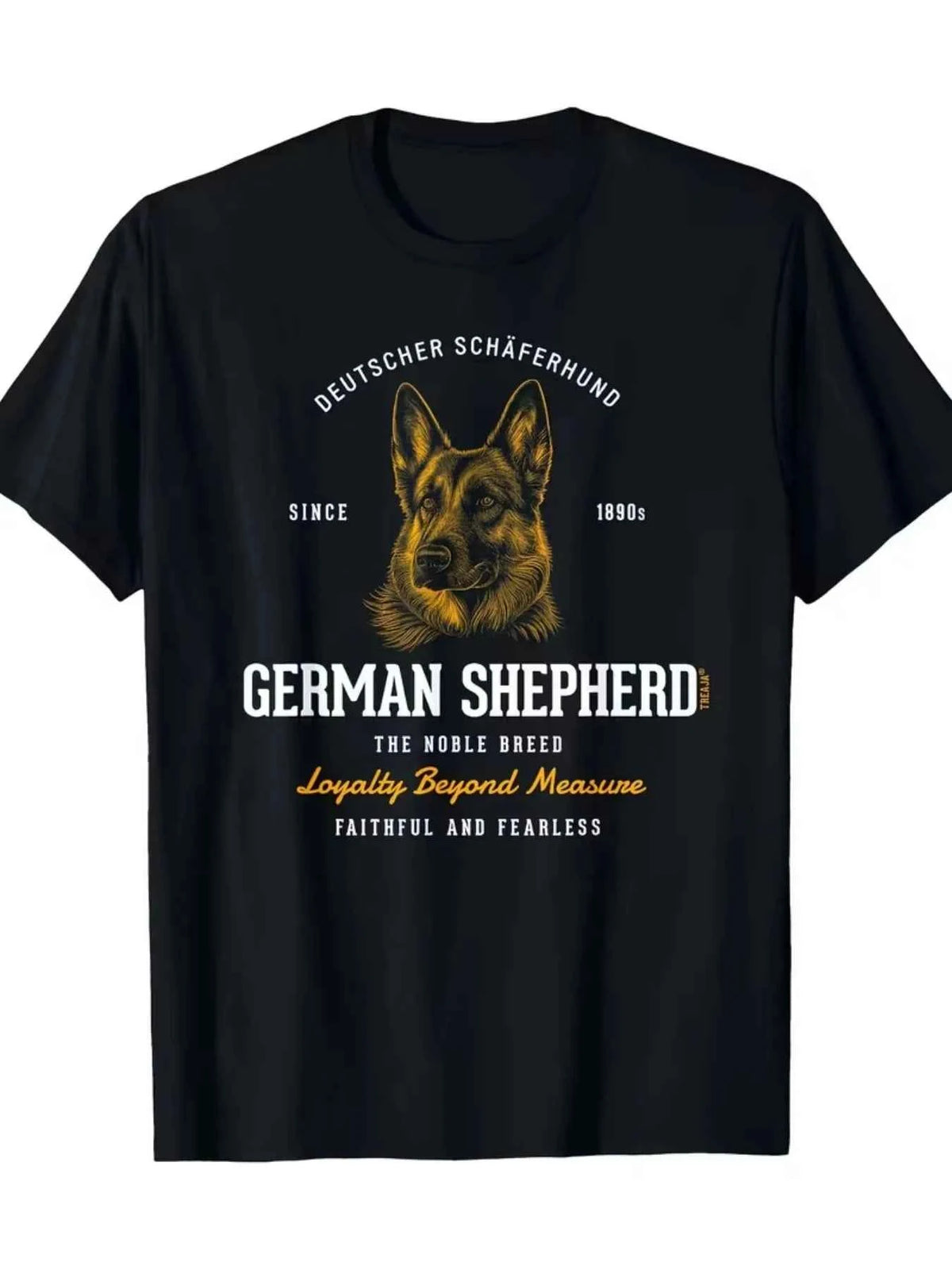 Men'S Vintage Pure T-Shirt Featuring Black German Shepherd Noble Breed Graphic Print Made From Soft Breathable Fabric