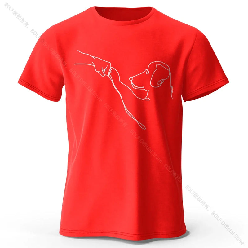 The Dog Friend Printed Modern Minimalist 100% Cotton T-Shirt, Lightweight Round Neck Short Sleeve Tee, Unisex Everyday Wear