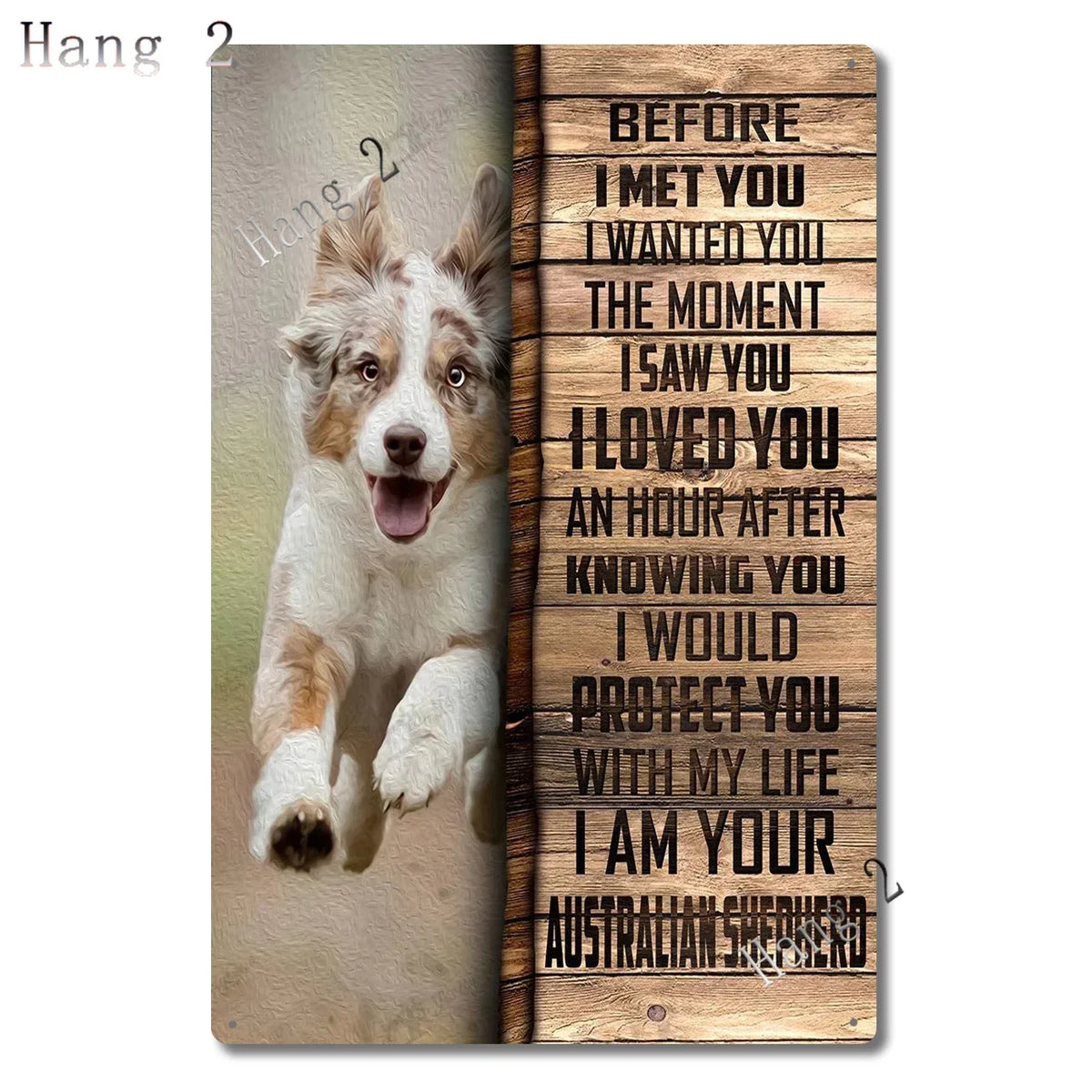 Aussie Metal Tin Sign Wall Decor Australian Shepherd Dog Bath Soap Poster Hanging Plaque Aluminum Signage Posters 8x12 Inch