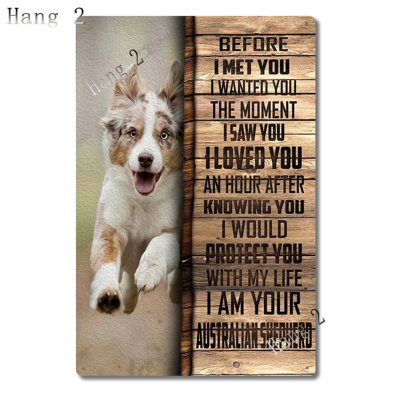 Aussie Metal Tin Sign Wall Decor Australian Shepherd Dog Bath Soap Poster Hanging Plaque Aluminum Signage Posters 8x12 Inch