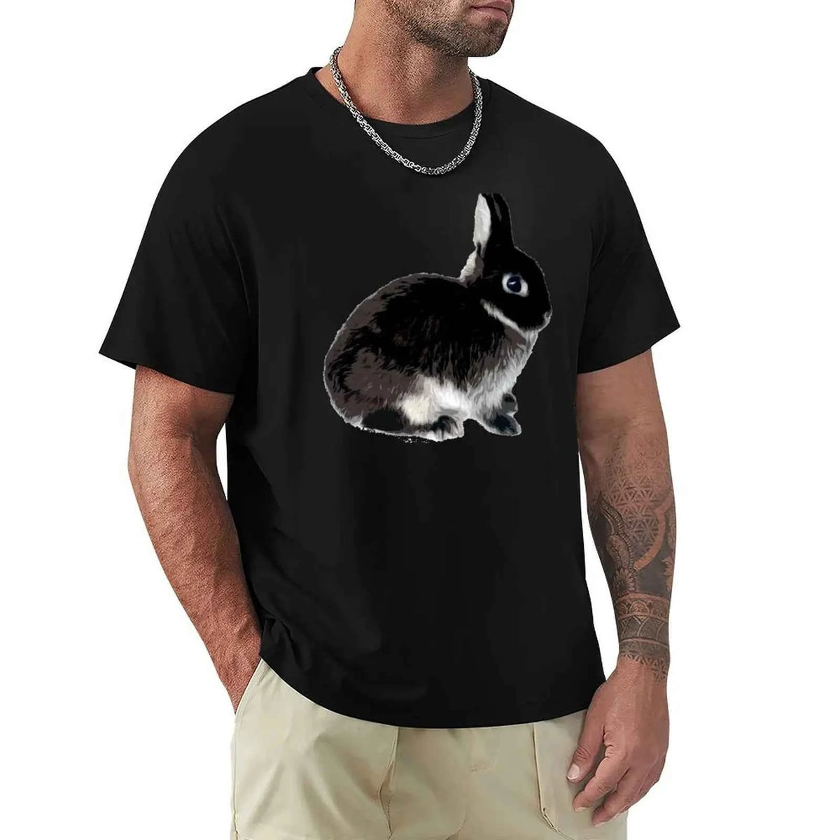 Black Otter Netherland Dwarf Rabbit T-Shirt Thanksgiving Casual Tee