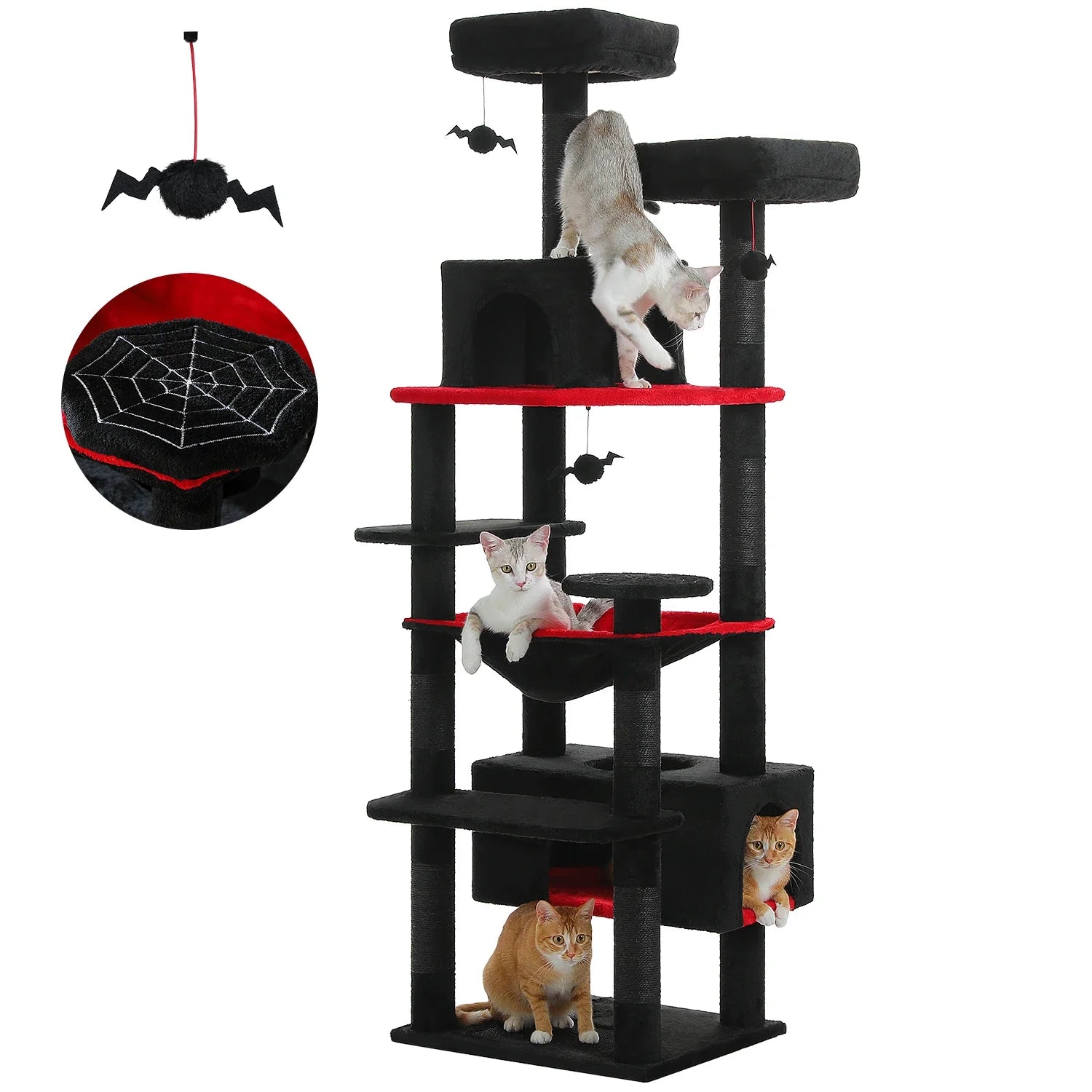 PAWZ Road 72" Large Cat Tree Tower with Hammock and Condo