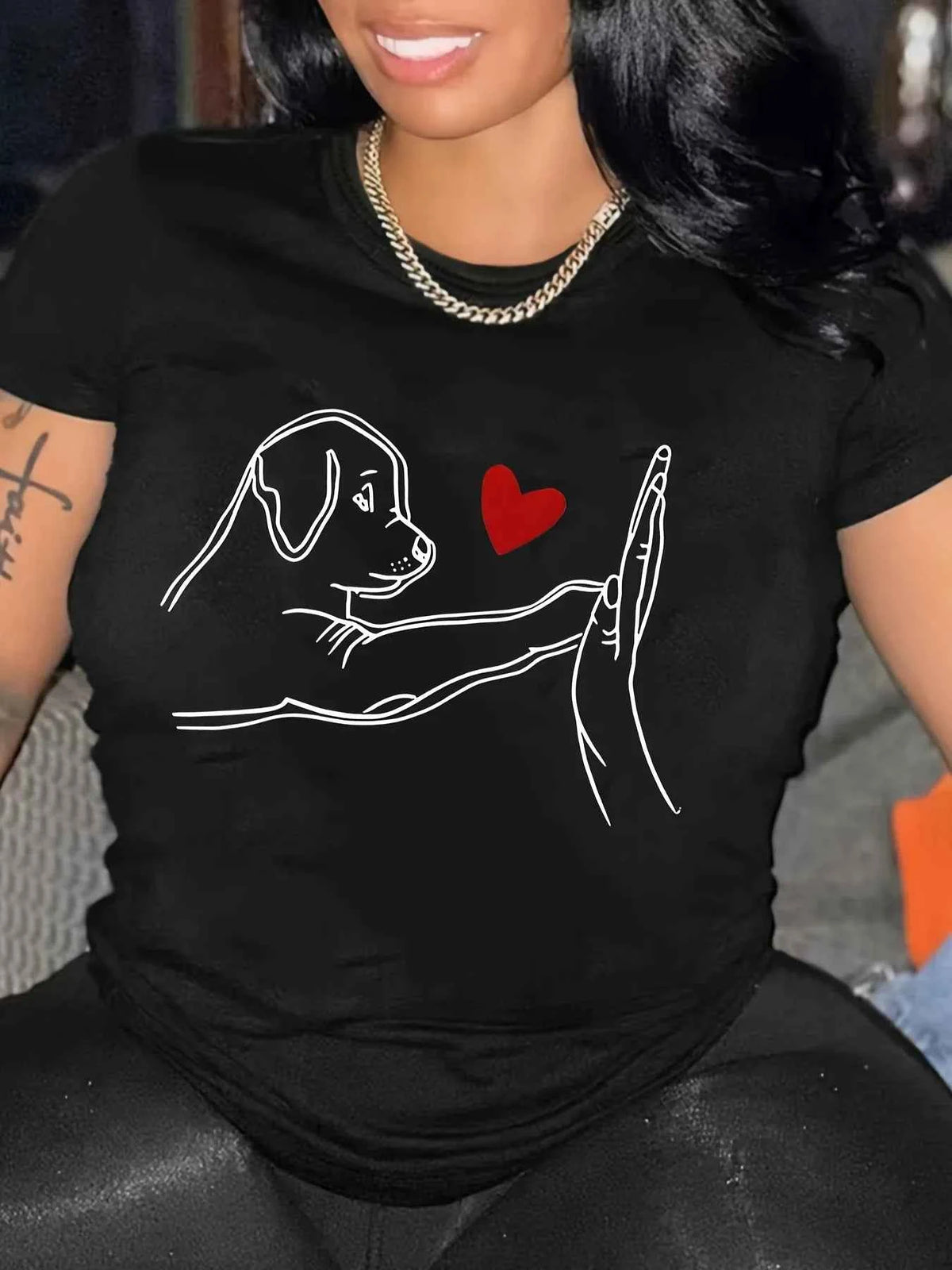 Dog Print T-Shirt Casual Short Sleeve Top For Spring & Summe Women's Clothing Short Sleeve T-Shirt women clothes