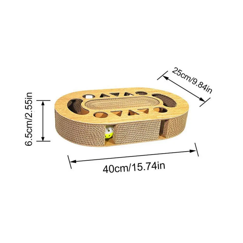Double-Sided Corrugated Cat Scratching Board - Brown Cardboard Toy