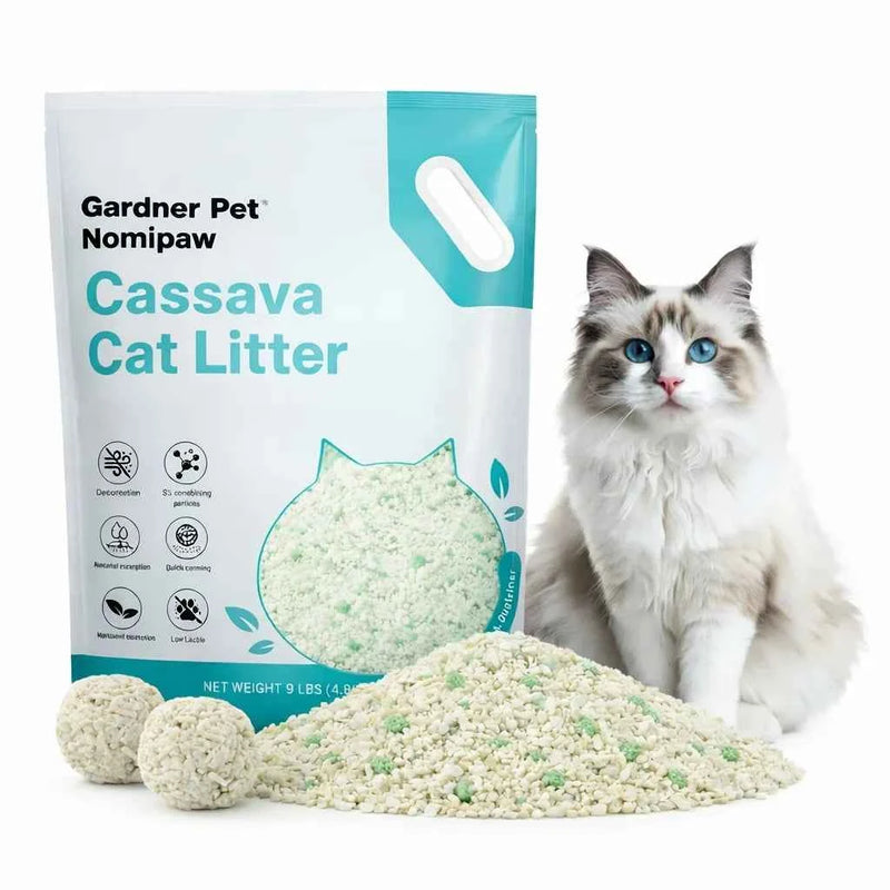 1 Nomipaw Cassava Cat Litter | Clumping, Odor Control, Ultra Absorbent and Fast Drying, Plant-Based Natural, Low Tracking, Unsce