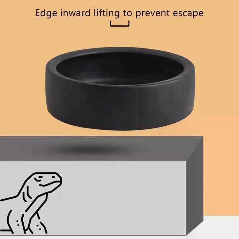 Reptile Food Bowl Anti-Escape Ceramic Feeder Dish Black White Reptile Water Bowl For Hermit Crab Gecko Chameleon Corn Snake
