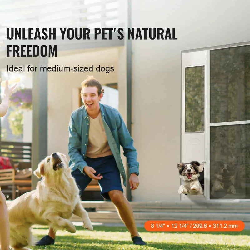 SucceBuy Sliding Glass Pet Door - Adjustable 76-81" Aluminum Frame