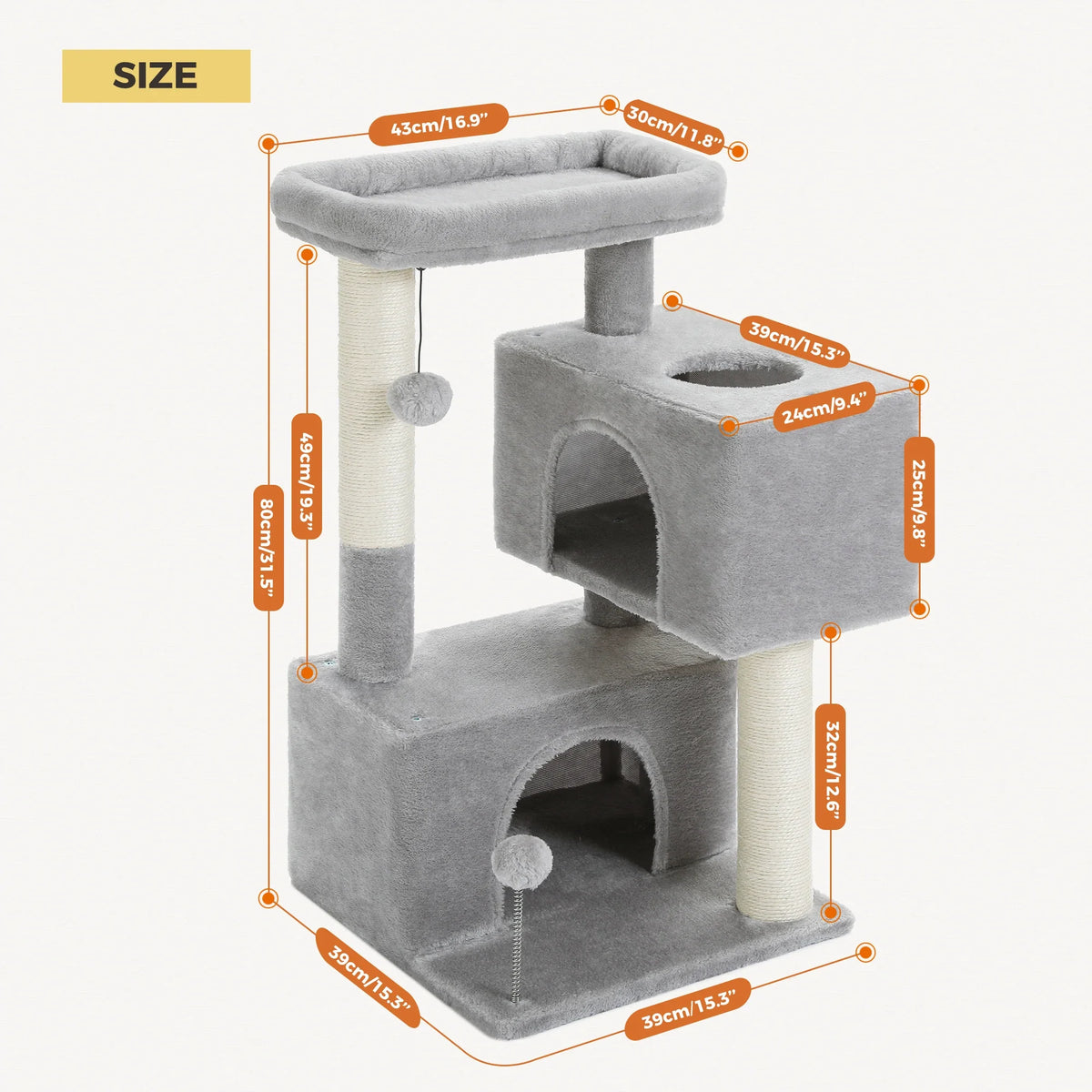PAWZ Road Large Multi-Level Cat Tree with Condo and Hammock