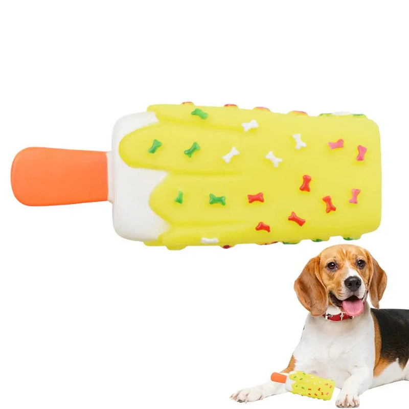 Dog Squeak Chew Toy - Plush Donut Burger Ice Cream Style
