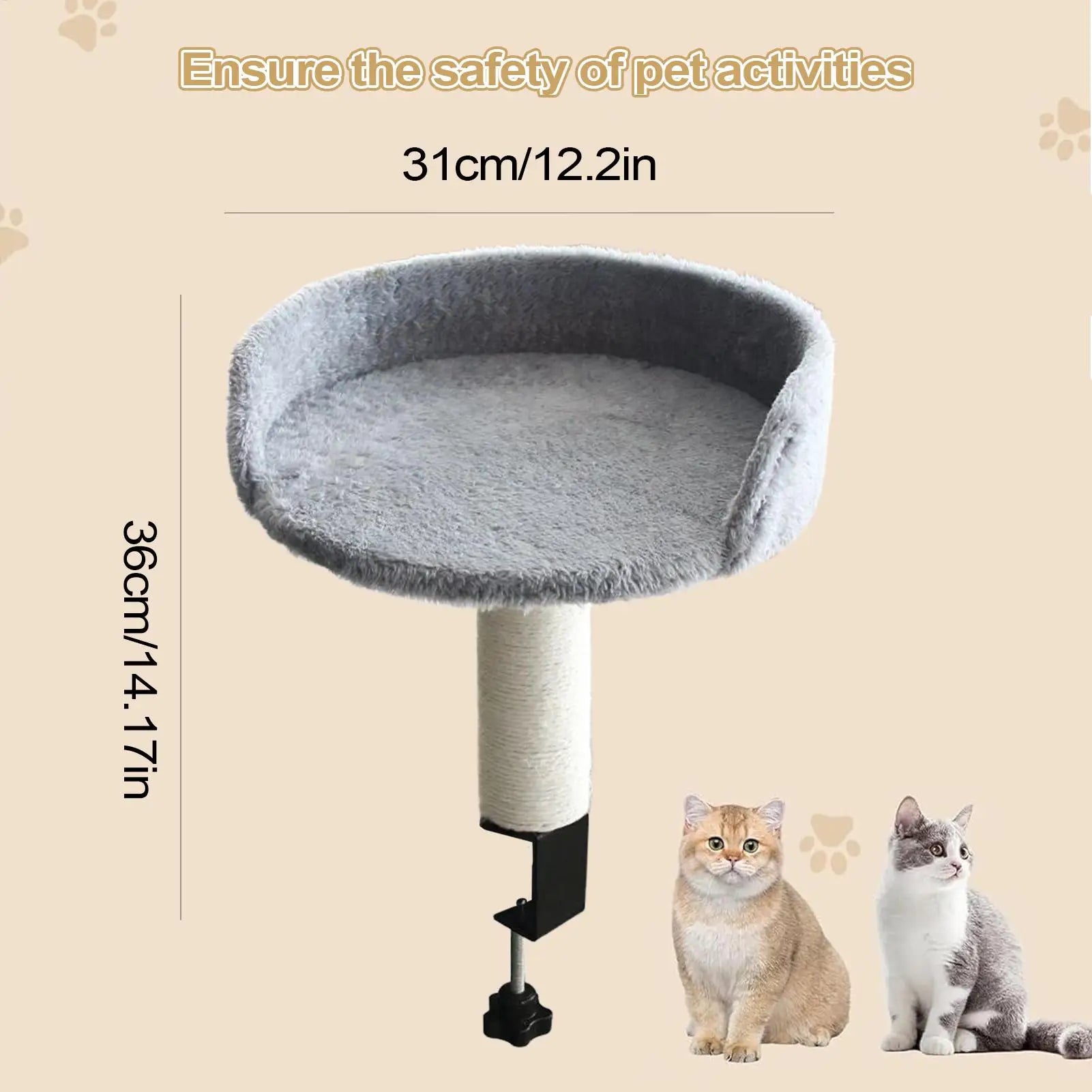 Desk Clamp Cat Bed 360 Rotating Adjustable Soft Nest Desktop Kitten Bed Attachment Cat Desk Bed for Kittens Pets Animals Indoor