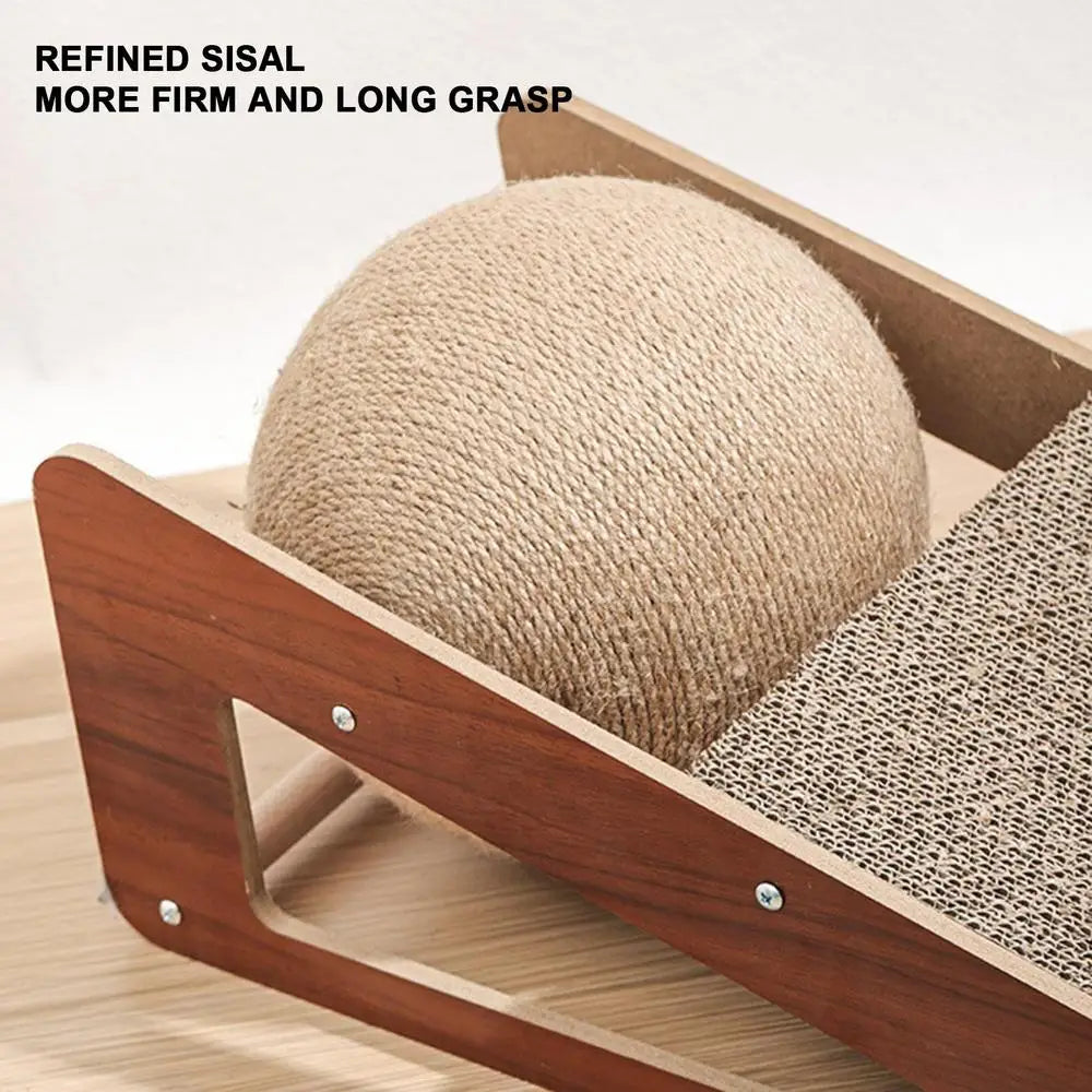 Natural Sisal Cat Scratcher Toy with Ball - 15.75" Durable Board