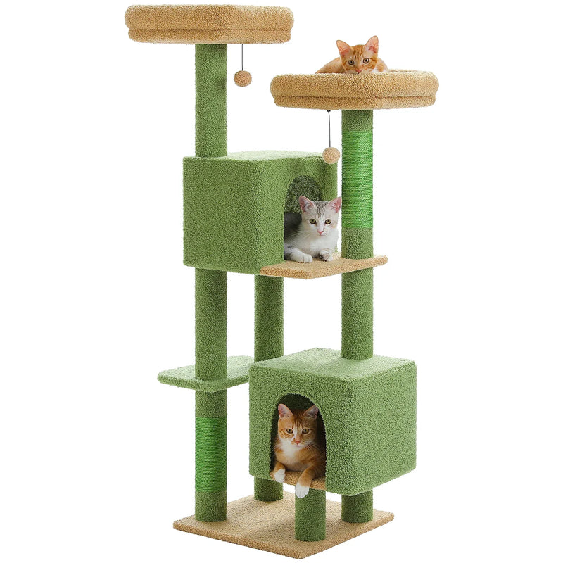 PAWZ Road Cactus Cat Tree - 133cm Tower with 2 Condos & Perches