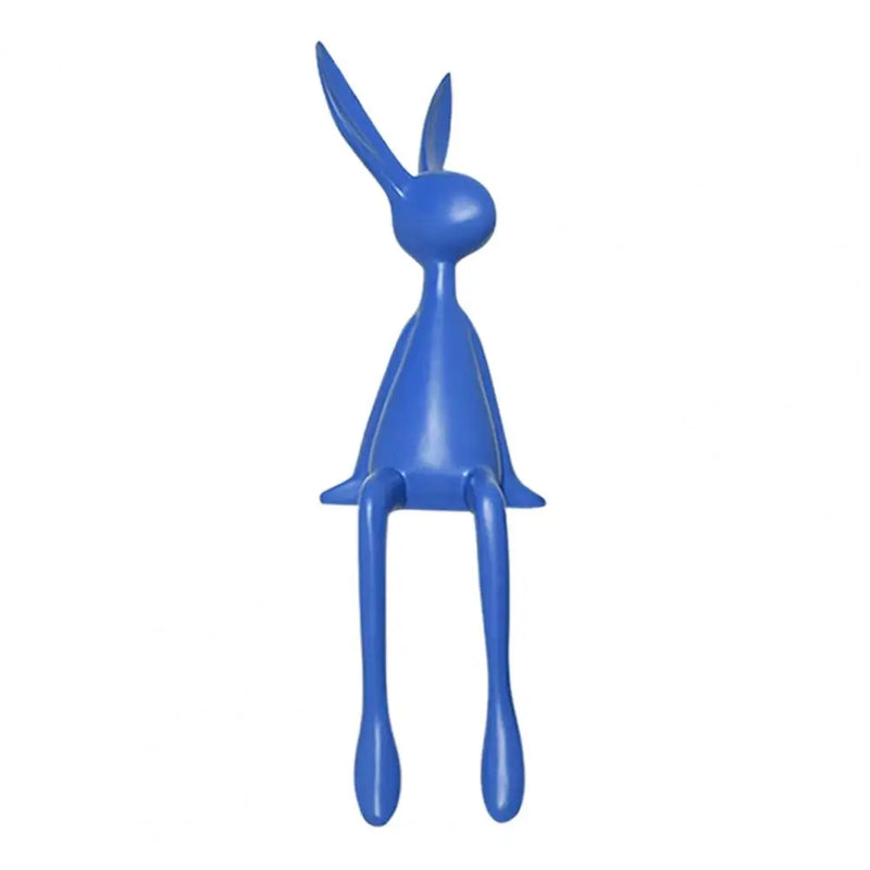 25cm Sitting Rabbit Figurine Long-legged Bunny Resin Statue Animal Sculpture Home Office Bookshelf Desktop Easter Decor Ornament