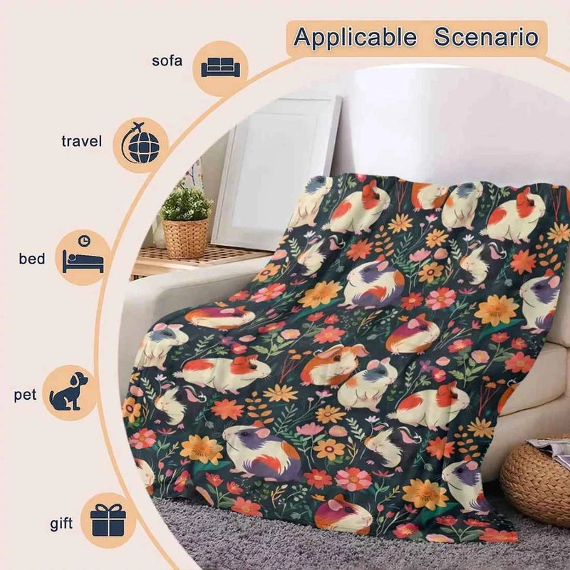 Ultra-Soft Guinea Pig Print Flannel Throw Blanket - Plush, Lightweight, Warm for Couch, Bedroom, Travel | All-Season Comfort, An