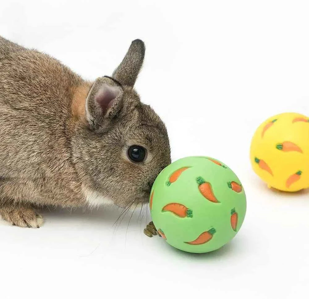 Pet Food Dispenser for Rabbits Carrot Interactive Bunny Toy Snack Toy Ball Food Dispenser Ball Bite Resistant Feeding Toys
