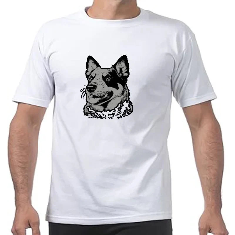 Funny Australian Dog Blue Heeler Art Graphic T-shirts Men Women's Fashion Casual Tshirt 100% Cotton Loose Oversized T Shirt