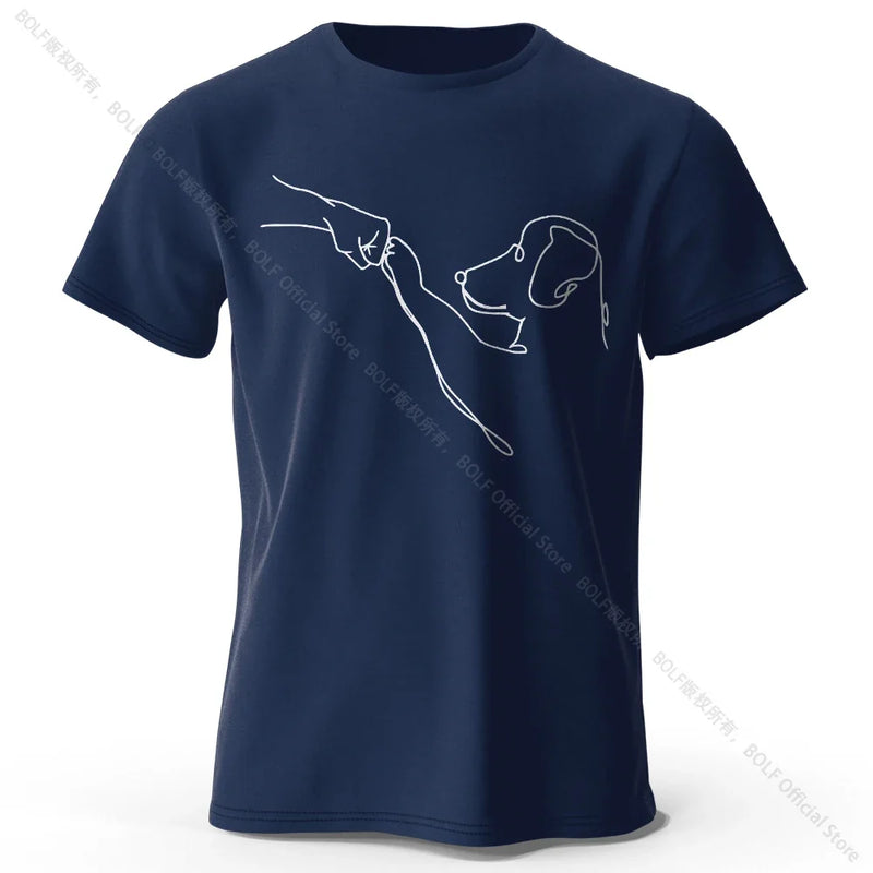 The Dog Friend Printed Modern Minimalist 100% Cotton T-Shirt, Lightweight Round Neck Short Sleeve Tee, Unisex Everyday Wear