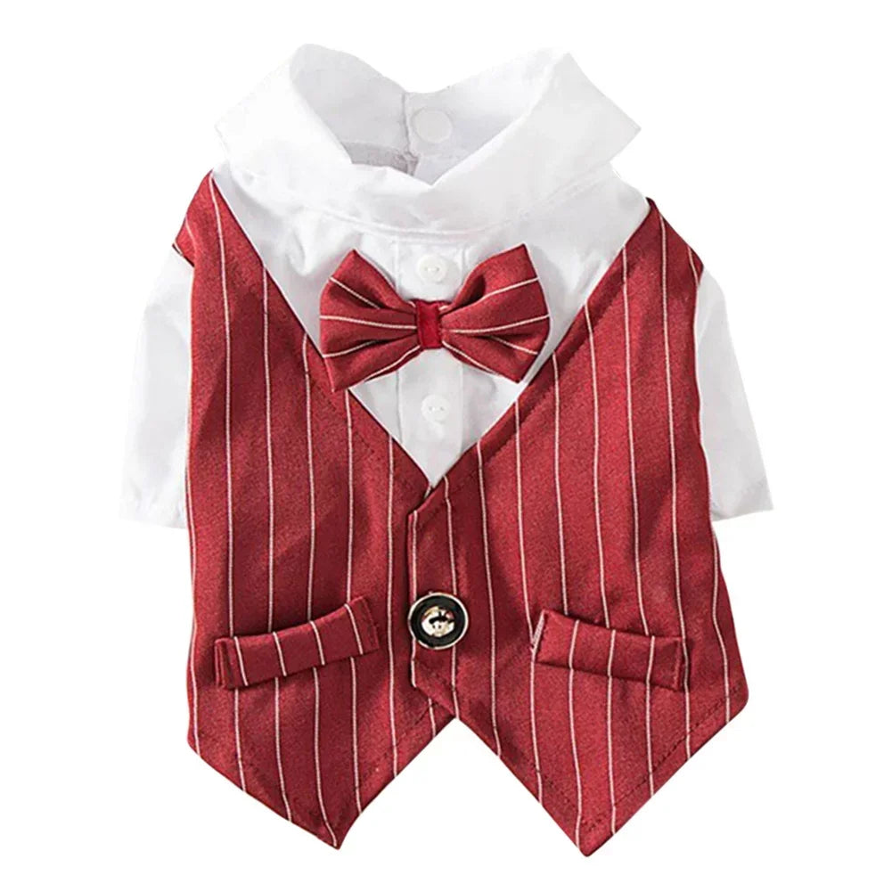 English Style Gentleman Dog Dress Puppy Suit with Tie for Formal Occasions Four Seasons Wedding Pet Photo Teddy Clothes