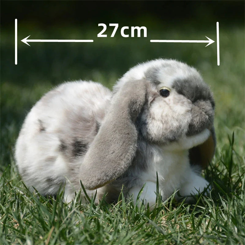 Realistic Lop Ear Rabbit Plush Toy, Lop Rabbit Plushie, Lifelike White Brown Bunny Stuffed Animal, Holland Lop Simulation Doll