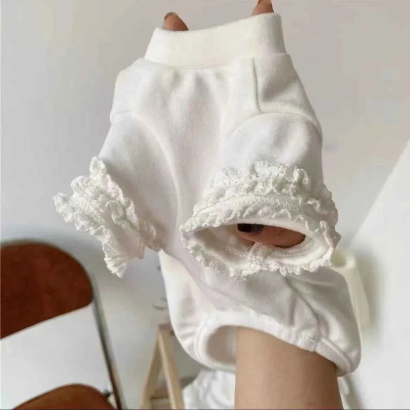 Dog Pure White Bottoming Shirt Pet Clothes White Puppy Cat Teddy Spring Autumn New Bottoming Shirt Girl Dog Shirts Dog Clothes