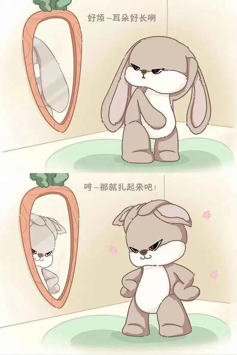 Large Angry Rabbit Plush Toy - Kawaii Stuffed Animal Doll