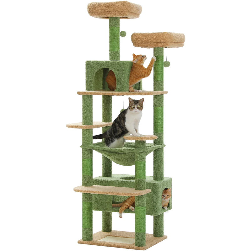 Pequlti 72" Multi-Level Cat Tree Tower with Condo & Hammock