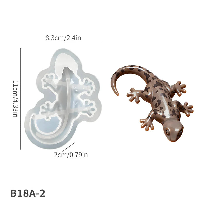 Reptile Resin Casting Silicone Mold - Turtle, Lizard & Frog DIY Plaster & Epoxy Mold for Mini Animal Figurines & Ornaments