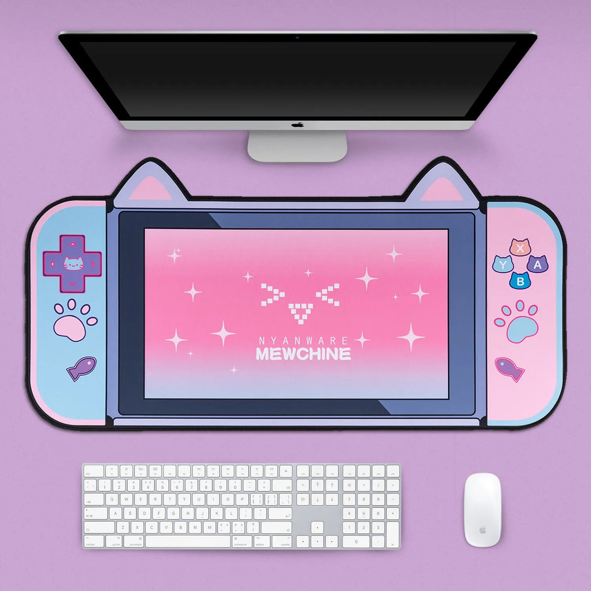 Big Mouse Pad Cute Cat Ears Desk Pad Thicken Computer Games Non-slip Pink Girl Cartoon Super Cute For Girl Game Boy 80CM*40CM
