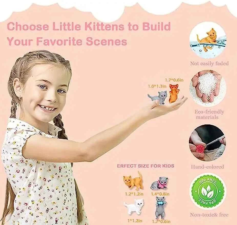 Children's Cat Toys Pretend Toys Cat Character Toy Set Children's Toys Interactive Cat Role Playing Realistic Cat Care Center
