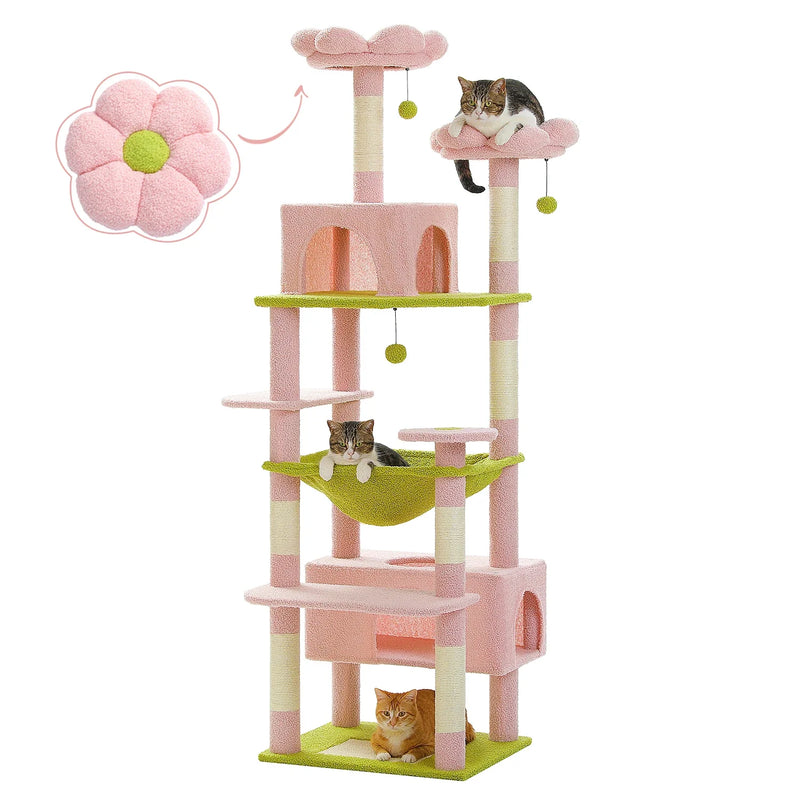 Pequlti 72" Multi-Level Cat Tree Tower with Condo & Hammock