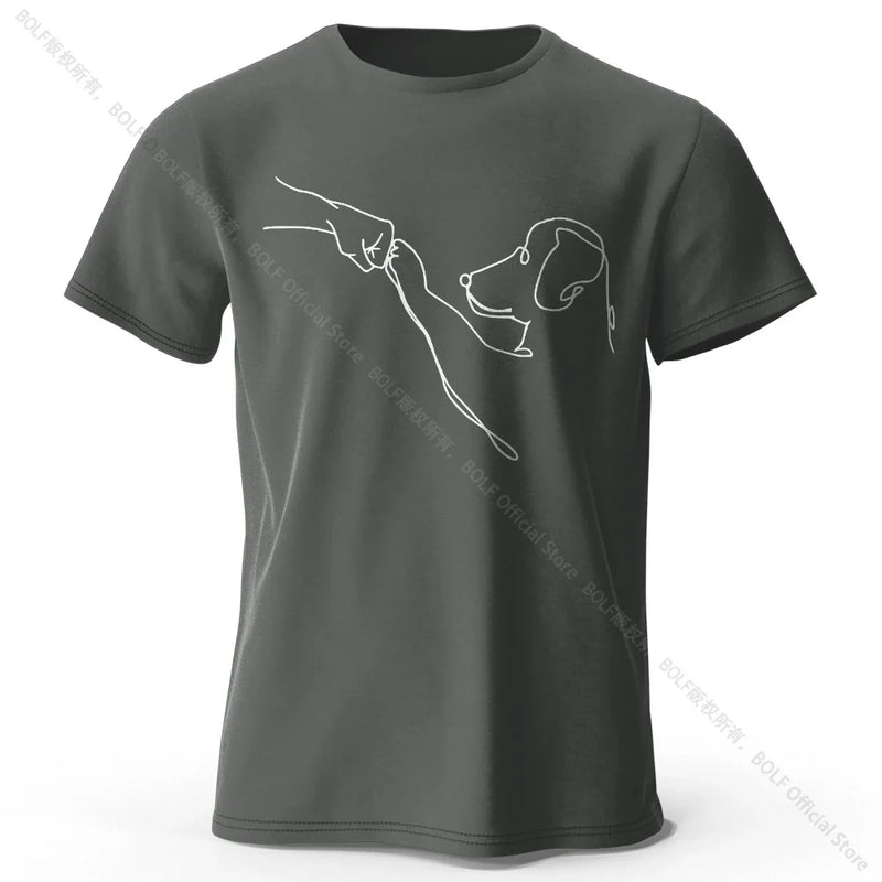 The Dog Friend Printed Modern Minimalist 100% Cotton T-Shirt, Lightweight Round Neck Short Sleeve Tee, Unisex Everyday Wear