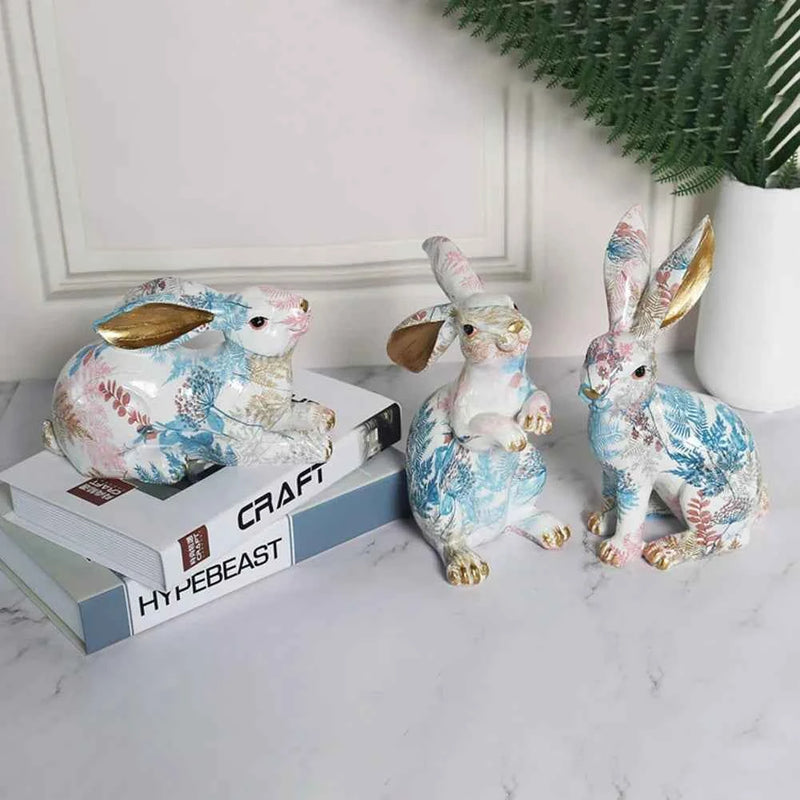 Shunmaii Lifelike Resin Rabbit Statue - Easter Bunny Ornament
