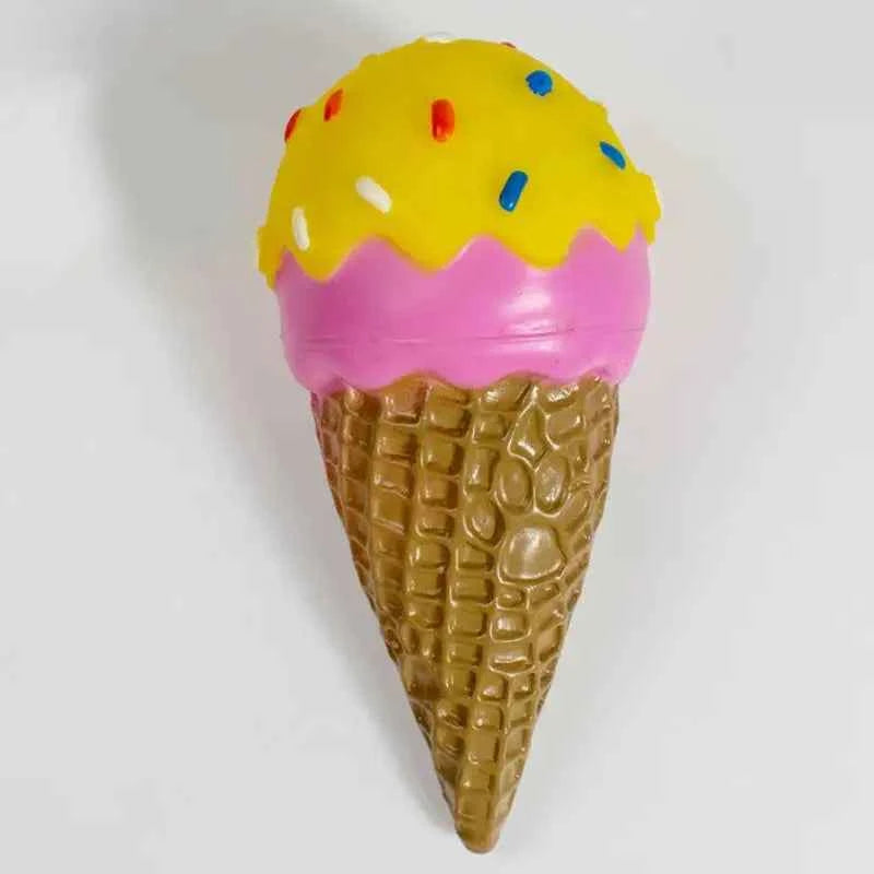 Dog Squeak Chew Toy - Plush Donut Burger Ice Cream Style
