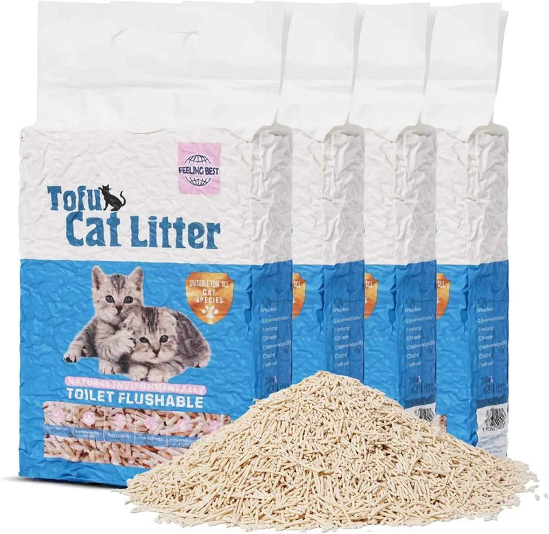 Natural Tofu Cat Litter 22.4LB Fast Clumping Dust-Free Flushable Ultra Absorbent Water Soluble