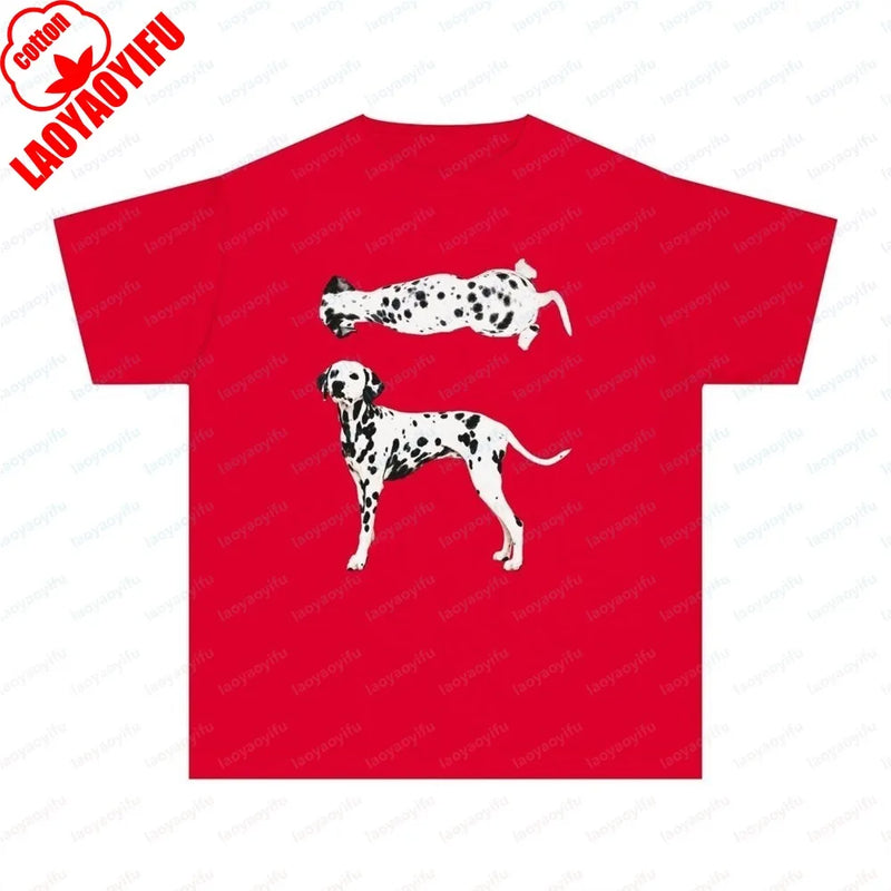 Dalmatian Pet Cotton Tee Dog Lover Vintage Classic Fashion Streetwear Dog Dad Lovely Summer Outdoors Breathable Men's Clothing