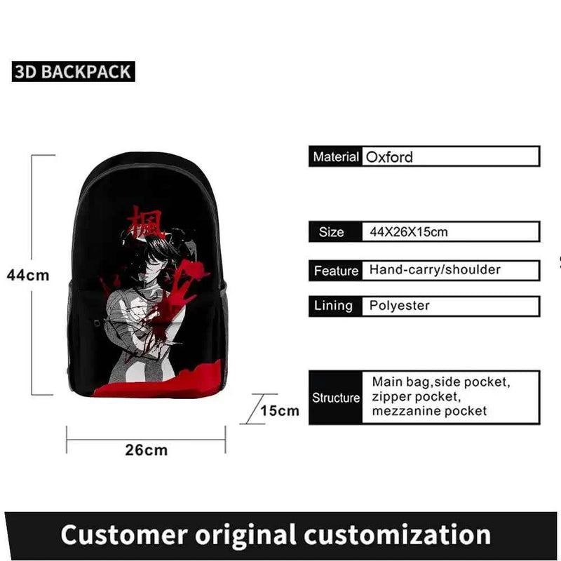 2024 Anime Elfen Lied 3D Print kawaii Backpack School Bag