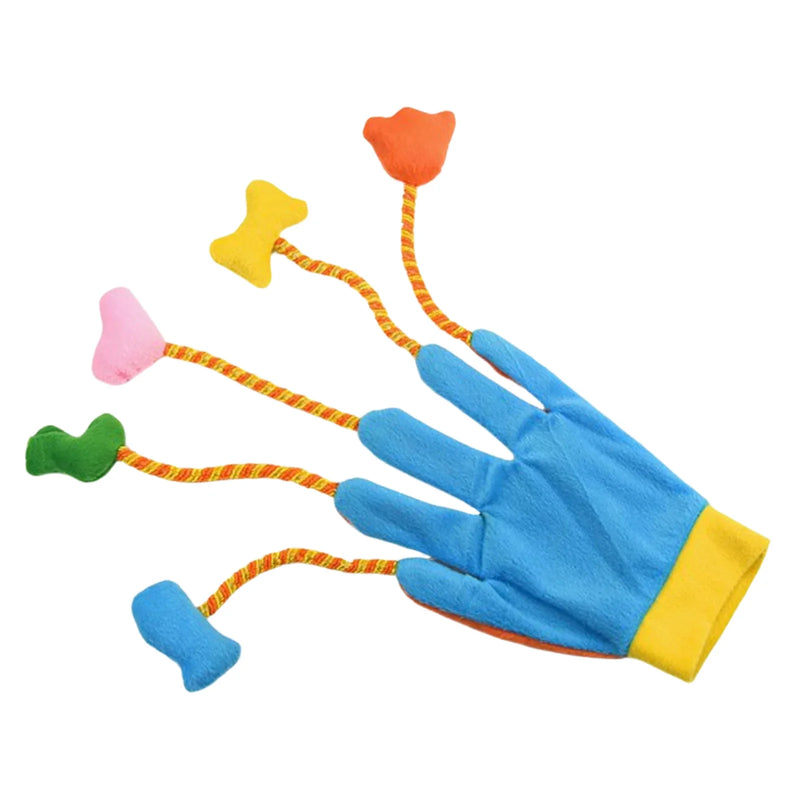 Cats Interactive Toys Funny Play Glove Toys Stuffed Plush Teaser Mitts with Built-In Bell Five- Scratch Teasing Indoor Cats Toy