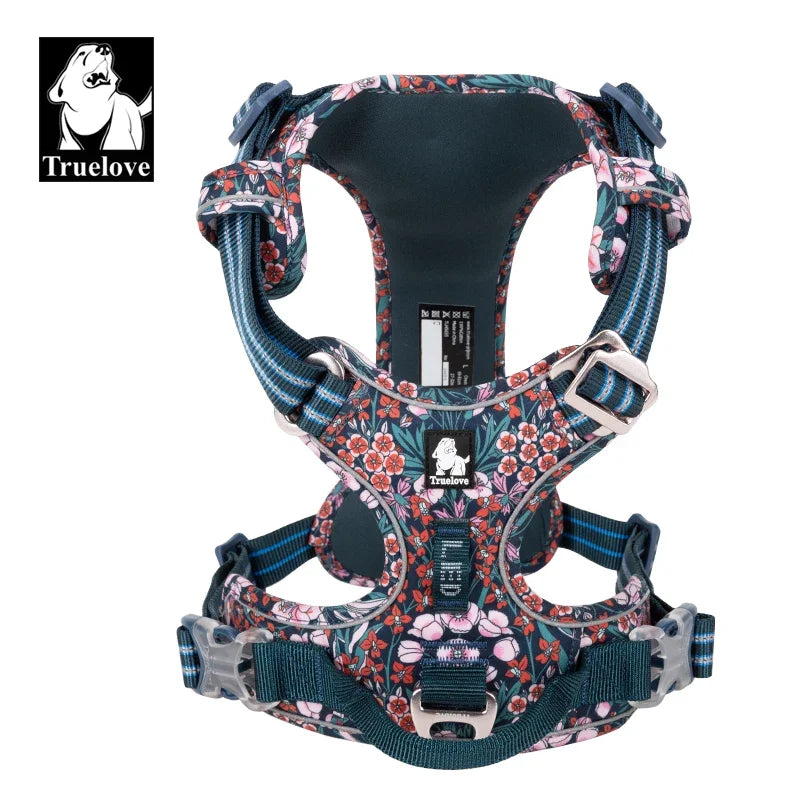 Truelove Floral No Pull Dog Harness - Reflective Cotton Vest