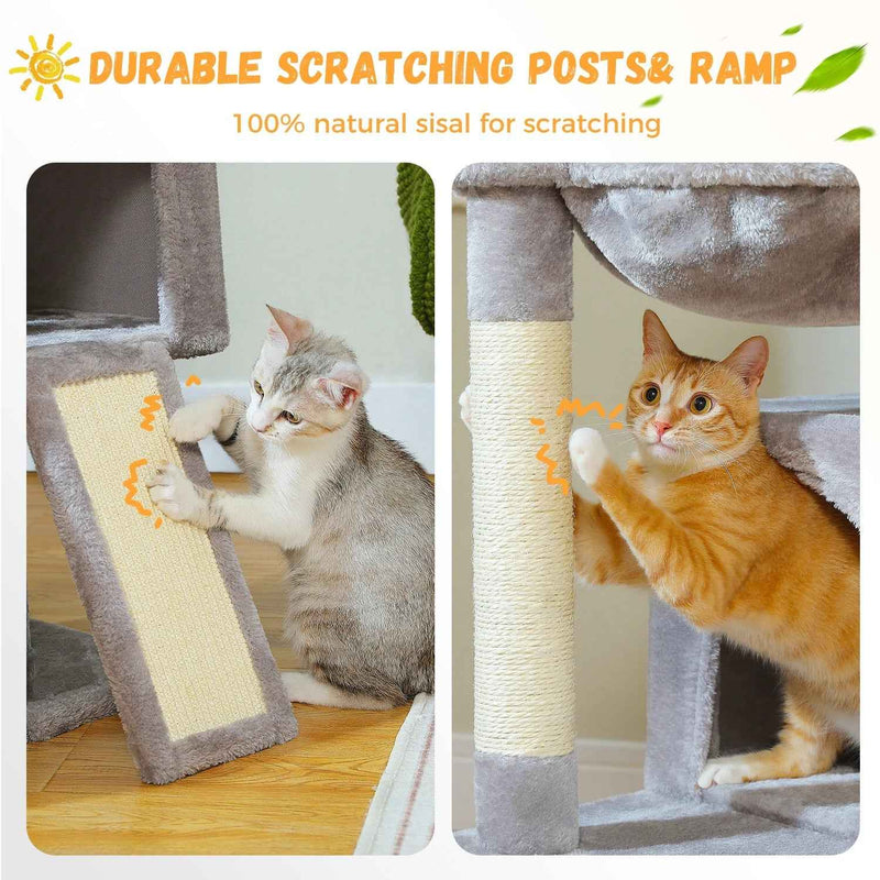 Pequlti 104cm Multi-Level Cat Tree with 2 Condos - Wood
