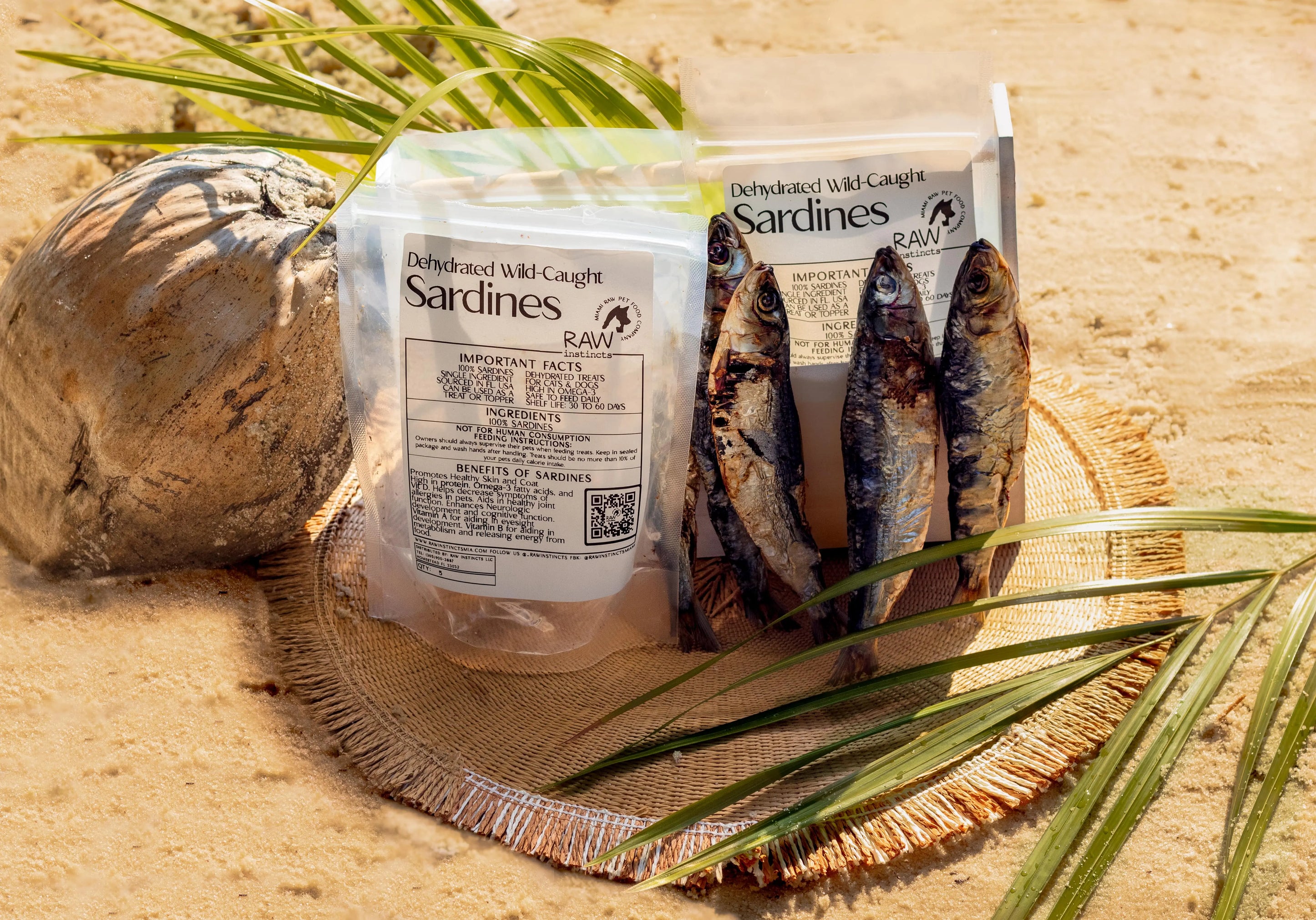 Dehydrated Wild-Caught Sardines for Cats & Dogs — 100% Single Ingredient | Raw Instincts Florida | Qty: 5 Fish Raw Instincts